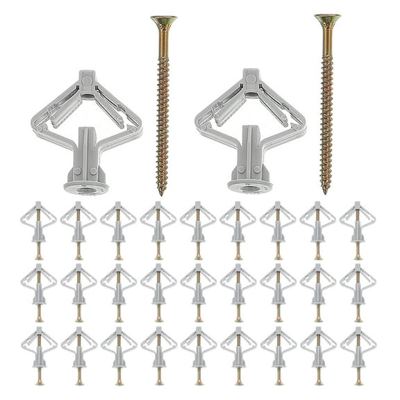 Tineasur 50Sets Plastic and Steel Butterfly Anchors for Hollow Wall and Drywall