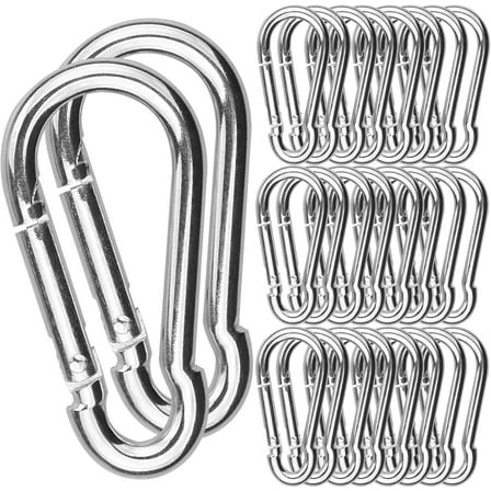 30Pack Spring Snap Hook, 2-3/8Inch Zinc-Galvanized Steel Carabiner Clips, 260lbs Load Capacity Keychain Quick Links, Quick Carabiner Clips for Dog Leash, Backpack, Hammocks, Camping and Swing
