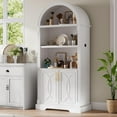 thumbnail image 3 of Vlsrka 71" Tall Arched Cabinet, Kitchen Pantry Cabinets, Arched Bookshelf/Bookcase,China Cabinet, Wood Kitchen Storage Cabinets with Open & Adjustable Shelves, Induction 3 Color Lights, White, 3 of 9