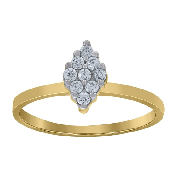 10k 10kt Two-Tone Gold Women Cubic Zirconia Marquise Head Size 7 Engagement Ring