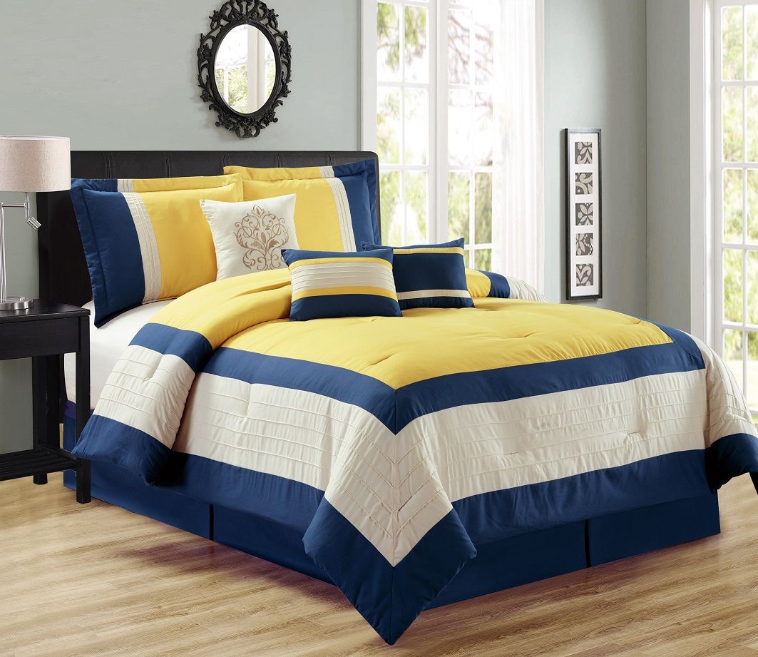 7 Piece Color Block Comforter Set Walmart Com