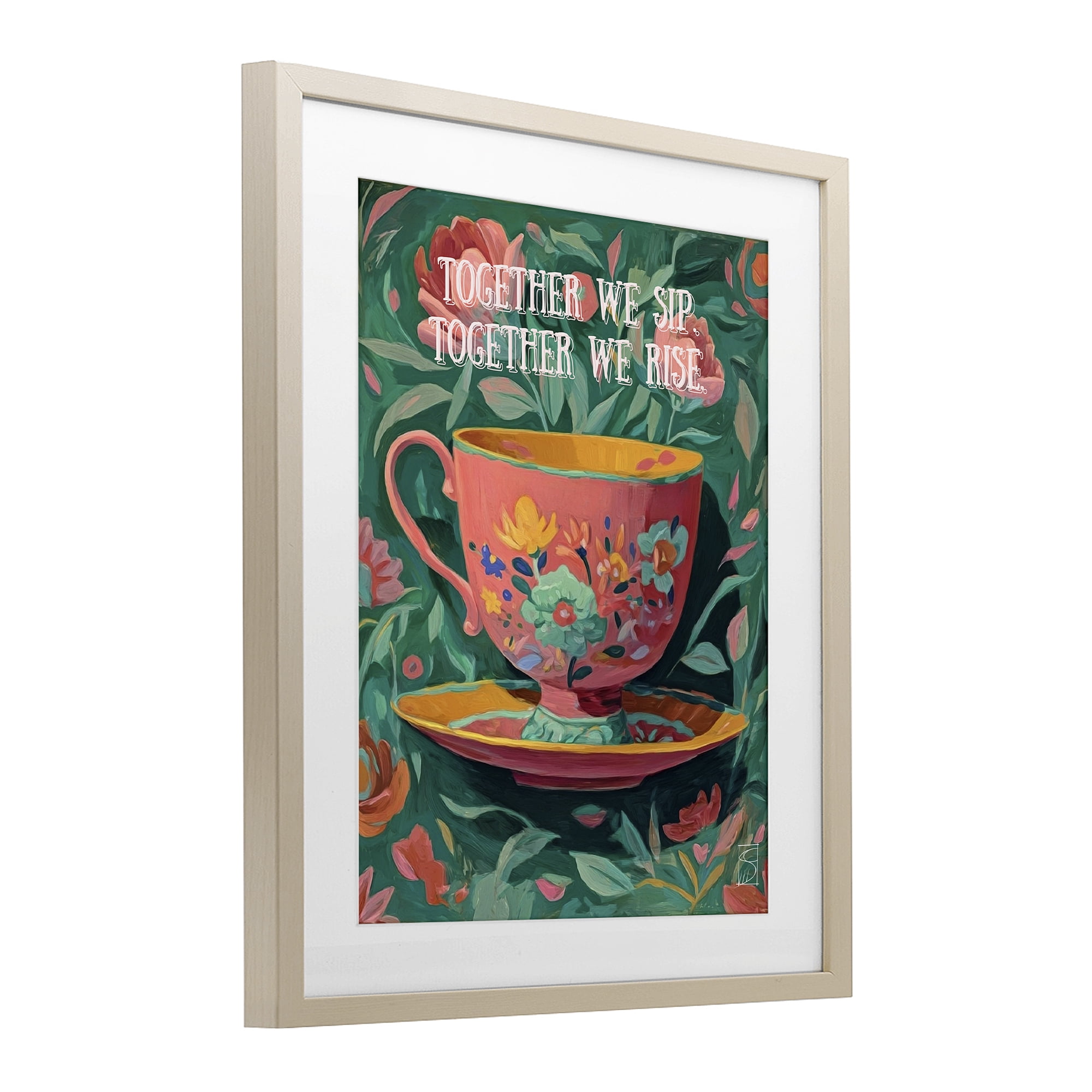 Stupell Industries Together We Sip & Rise Birch Framed Print Under Glass, design by Sara Culpepper