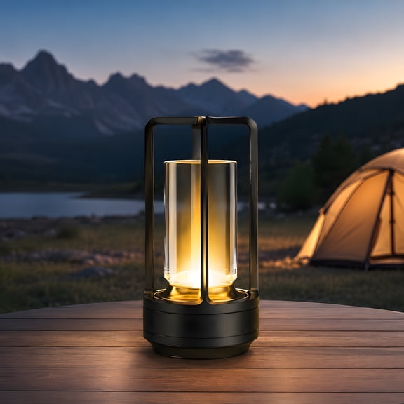 DAYBETTER Portable Metal Table Lamp, Rechargeable and Touch Control, 3 Color Stepless Dimmable Atmosphere LED Lamp, for Camping, Picnicking, Bar