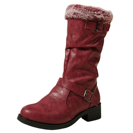 

Winter Chelsea Boots for Women Large Size Boots For Fashionable Mid Calf Round Toe Ready Made Boots For Women Knee High Boots(Size:7.5)