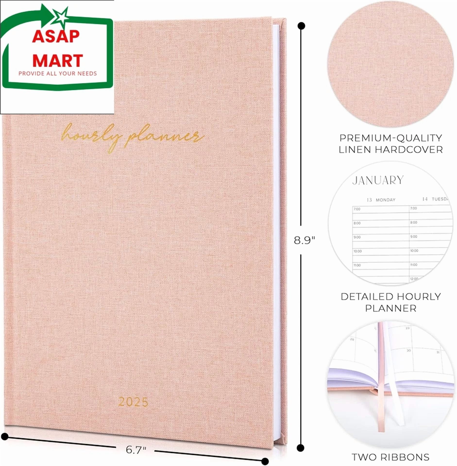 Beautiful 2025 Appointment Book Planner - Sturdy Linen Daily Planner & Weekly Ca