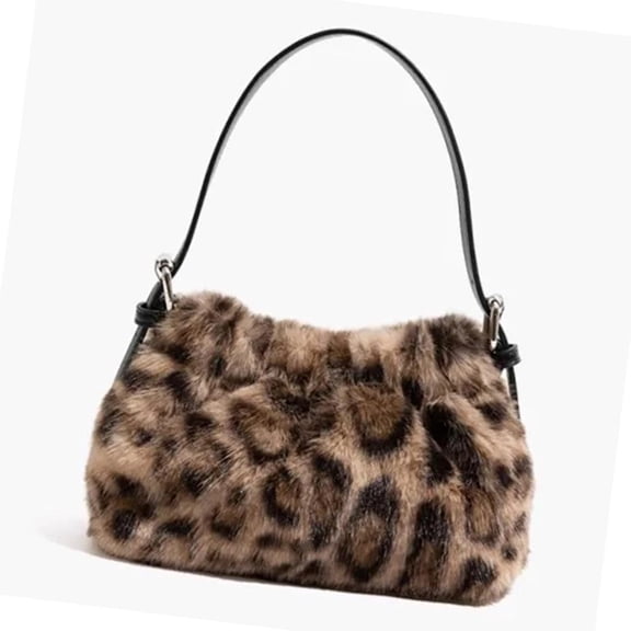 Lightweight Leopards Fuzzy Handbag Comfortable Carry Multipurpose Work Top Handle Bag