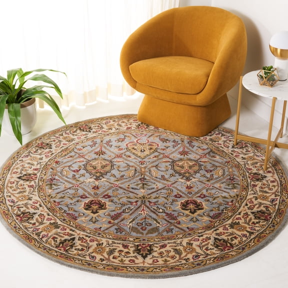 SAFAVIEH Persian Legend Adrian Oriental Area Rug, Gray/Ivory, 6' x 6' Round