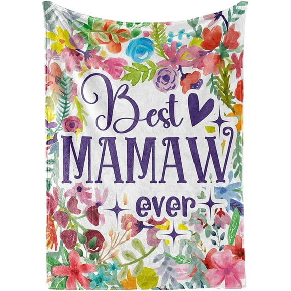 Mamaw Gifts, Grandma Gifts for Mamaw, Flannel Throw Blankets on Mother's Day, Christmas, Birthday, 50" x 65", Blue Flowers