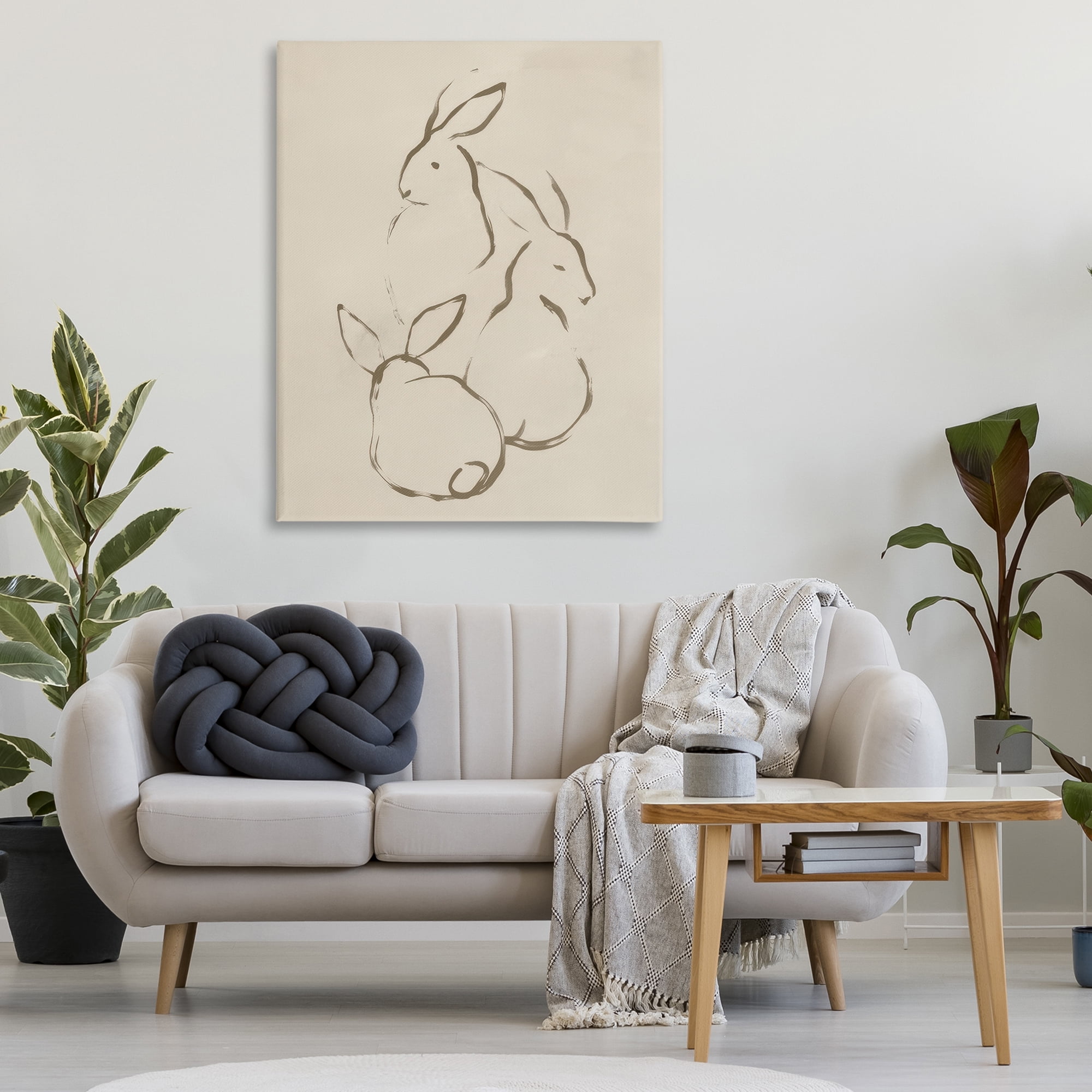 Stupell Industries Earthtone Rabbit Sketch Animals Drawing Wrapped Canvas Art Print Wall Art, 36 x 48