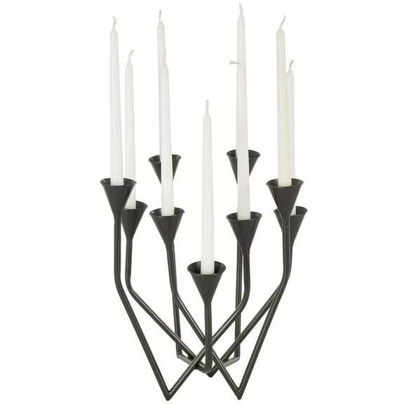 DecMode 9 Holder Black Metal Taper Candelabra