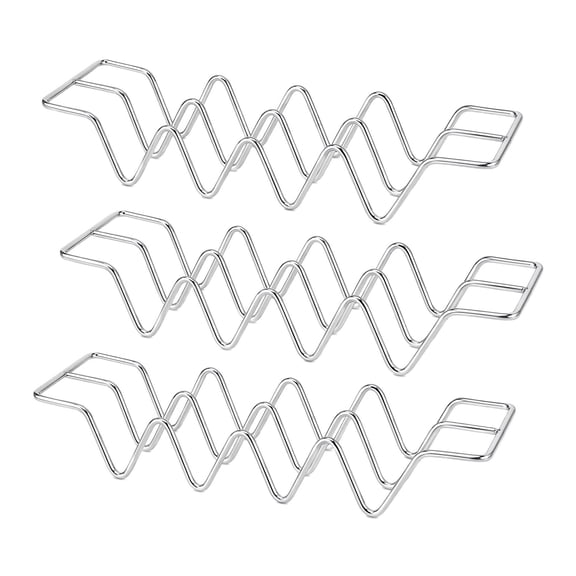 JKXTDKS Stainless Steel Taco Holders Set of 3, 4 Slot Taco Shell Rack, Oven & Grill Safe Taco Trays, Dishwasher Safe Taco Stand Holds 4 Tacos Each for Taco Bar Baking Serving