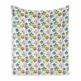 thumbnail image 1 of Stars Soft Flannel Fleece Blanket, Colorful Stars with Umbrellas on a Dotted Background Cartoon Style Celestial Shapes, Cozy Plush for Indoor and Outdoor Use, 60" x 80", Multicolor, by Ambesonne, 1 of 6