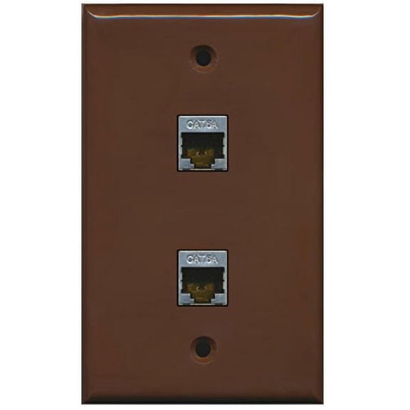 RiteAV CAT 6A Shielded 2 Port Wall Plate Single Gang - Brown