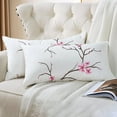 thumbnail image 2 of Home Soft Things Embroidery Canvas Throw Pillow Cover Pillow Case 2 Piece Set - Cherry Blossom - Pink - 14" x 26" LUMBAR, 2 of 7