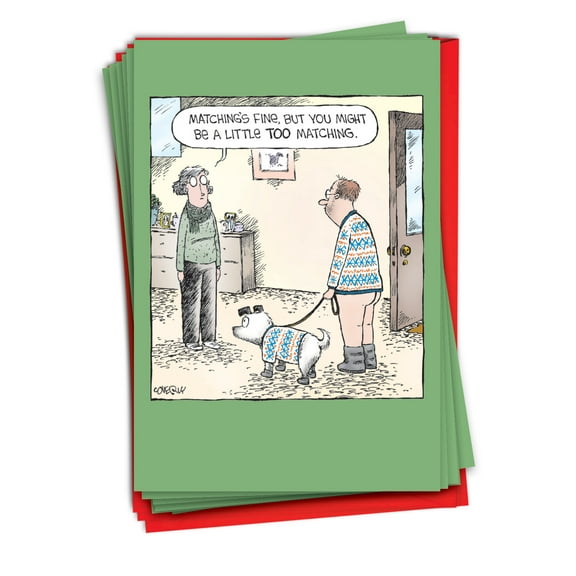 NobleWorks, Too Matching - 12 Funny Christmas Cards Boxed - Bulk Set, C10171XSG-B12x1