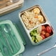 thumbnail image 2 of Caja de almuerzo térmica portátil de acero inoxidable 304, ideal para estudiantes y profesionales, con dos compartimentos y diseño moderno en tono beige, apta para microondas., 2 of 6
