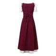 thumbnail image 5 of iiniim Kids Girls Renaissance Vintage Ball Gown Gothic Medieval Costume Maxi Dress Halloween Cosplay Size 6-16 A Burgundy 16, 5 of 7