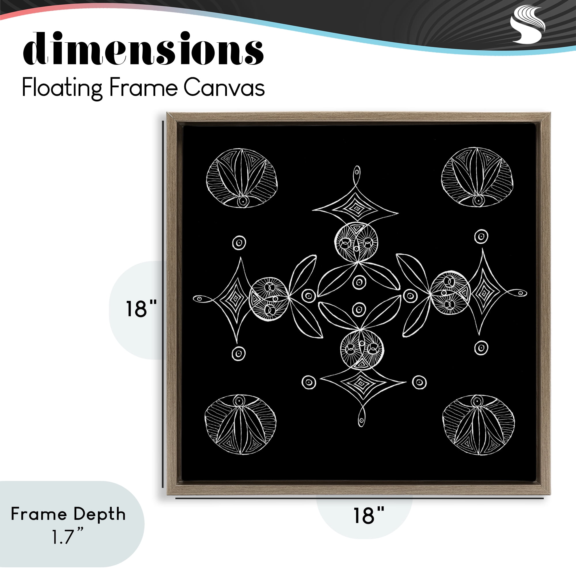 Stupell Industries Simple Monochrome Fractals Brown Framed Floater Canvas Wall Art, design by El Perkin