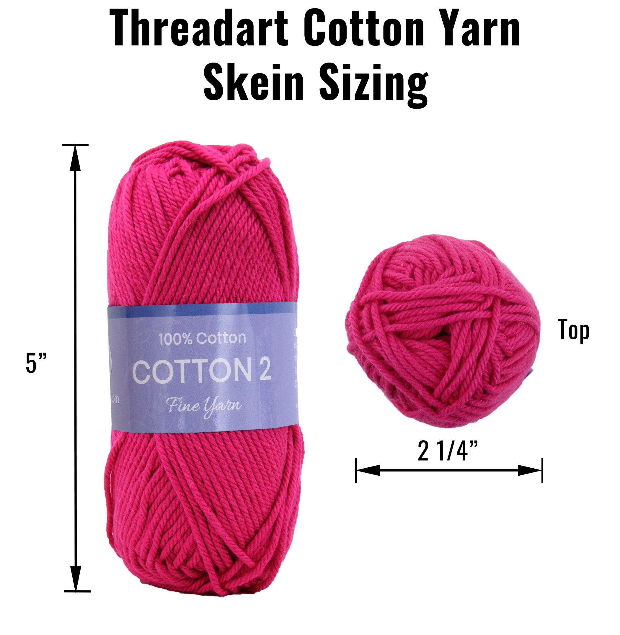 Threadart Crochet 100% Pure Cotton Size 2 Yarn Set | Confetti Colors | Pack of 6 Skeins Each 50 grams | Fine Yarn #2 Yarn | 165 yds per Skein