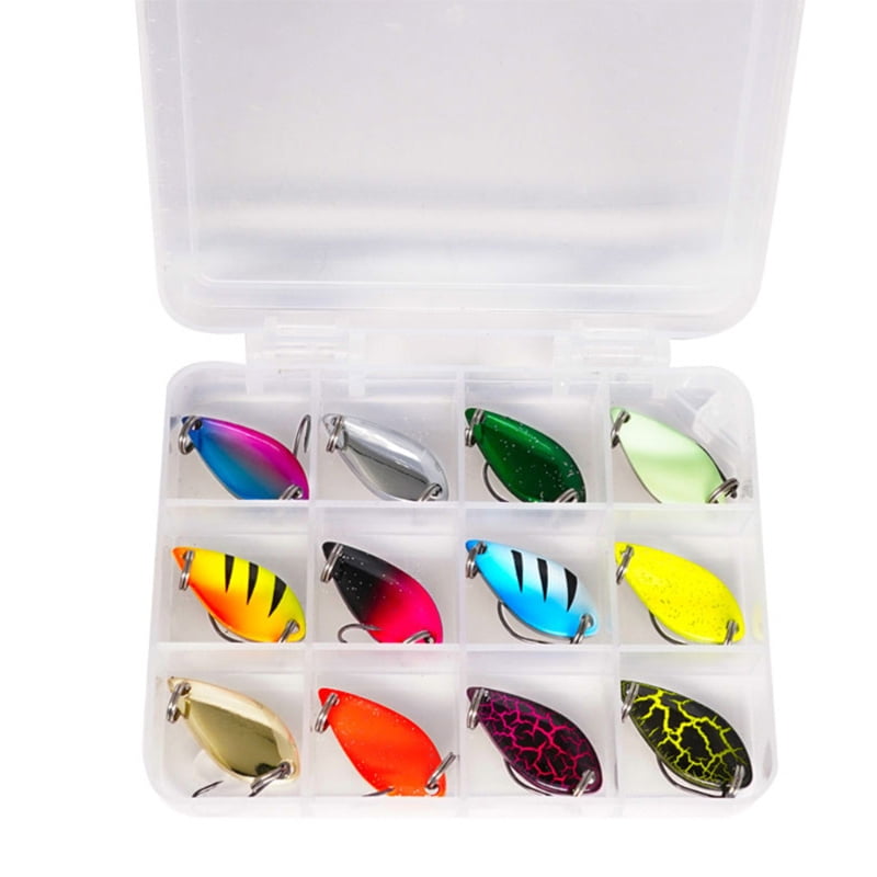 12pcs Fishing Mini Trout Spoon Set Trout Spoons Kit 2.5g Mini Fishing Spinners Kit For Trout Colorful Metal Lures for Pike Single Hook Spinner Baits For Pike for Pike Bass Char And Perch Spin Fishing