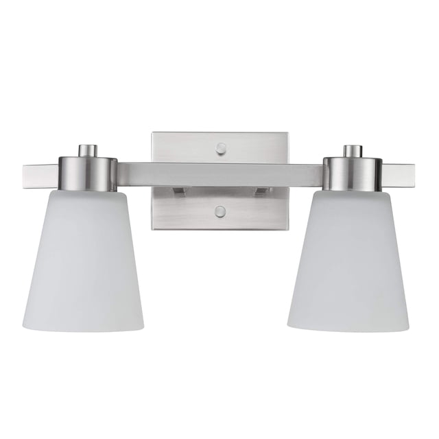 Prominence Home Fairendale 2 Light Brushed Nickel Bathroom Vanity Light with Frosted Glass