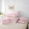 thumbnail image 4 of Erosebridal Cartoon Bowknot Bedding Sets King Size, Princess Pink Bow Comforter Sets with Sheets, Stripes Reversible Bed Set, Microfiber Bedroom Decor, 7 Pieces, 4 of 6