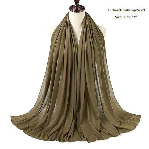 Long Head Wraps for Women Polyester Stretch Turban Hijab Scarves 71x32in Stretch Head Wraps for Women, Soft Turban Headwrap, Long  main image 3