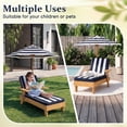 thumbnail image 6 of UBesGoo Toddler Patio Chaise Lounge Chair with Canopy Umbrella, Kids Wooden Sunbed with Cushion for Backyard, Teak Finish & Blue-White Striped Design, 6 of 18