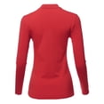 thumbnail image 3 of A2Y Women's Basic Solid Soft Cotton Long Sleeve Mock Neck Top Shirts Junior Fit Ruby L, 3 of 6