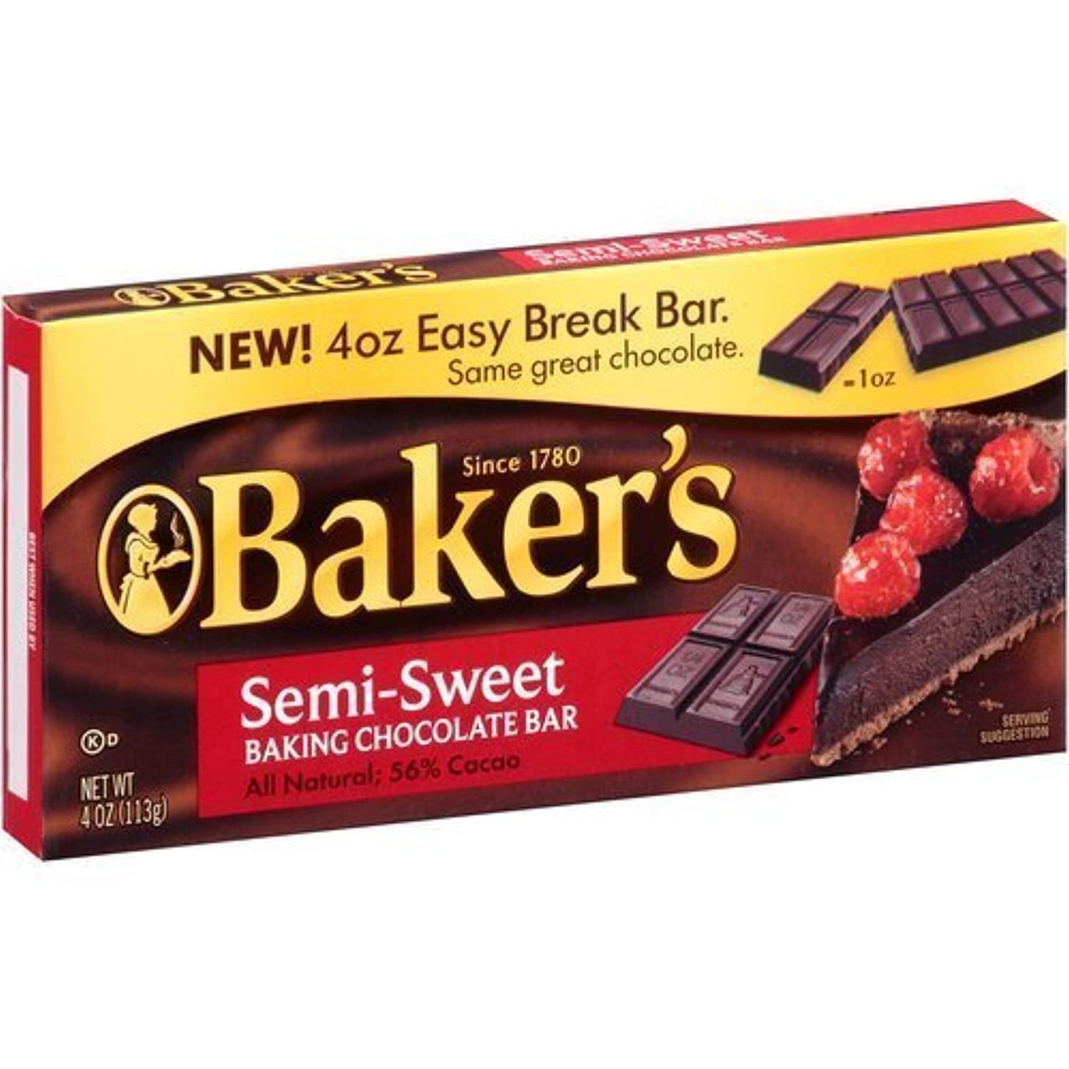 Bakers, Semi Sweet Baking Chocolate Squares, 4Oz Box (Pack Of 4