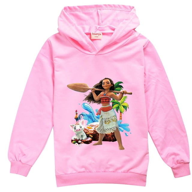 Camiseta con capucha de algodón con estampado de Moana para niña y niño, ropa de moda de otoño, 11 colores zhangmenya LED