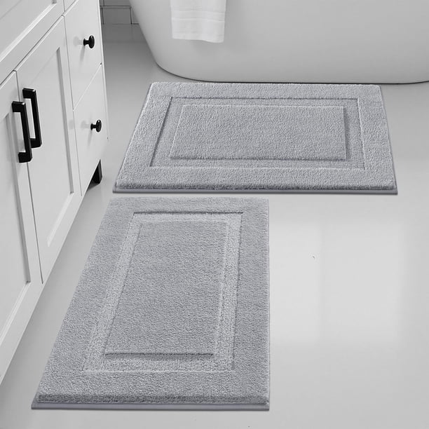Juego de Alfombrillas de Baño SHACOS Súper Suaves 2 Piezas 50x80cm Gris Claro
