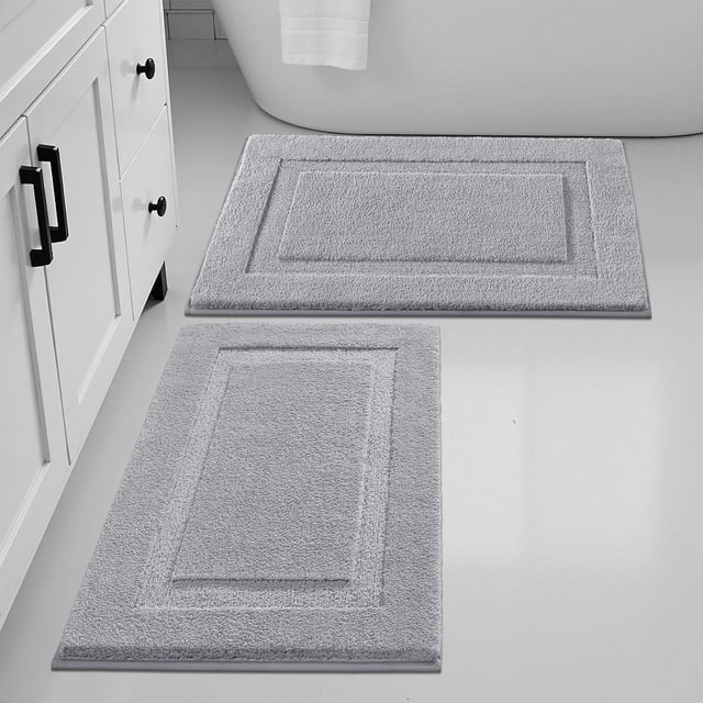 Juego de Alfombrillas de Baño SHACOS Súper Suaves 2 Piezas 50x80cm Gris Claro