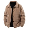 thumbnail image 1 of Corduroy Jackets Men Fall Winter Long Sleeve Button up Shirts Jacket Lapel Collared Shacket Coats with Pockets Khaki 5XL, 1 of 7
