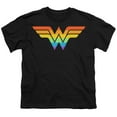 thumbnail image 2 of Justice League Wonder Woman Rainbow Kids T Shirt (Large) for Youth Toddler Boys and Girls, Black, 2 of 5
