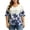 Navy, variant on Plus Size Floral Printed Shirts For Women V-Neck Short Sleeve Tee Tops Summer Casual Loose Daily Vacation T-Shirt