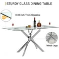 thumbnail image 4 of Modern Glass Dining Table with Tempered Glass Tabletop and Metal Pedestal, Clear Glass Kitchen Dining Room Table, 4 of 15