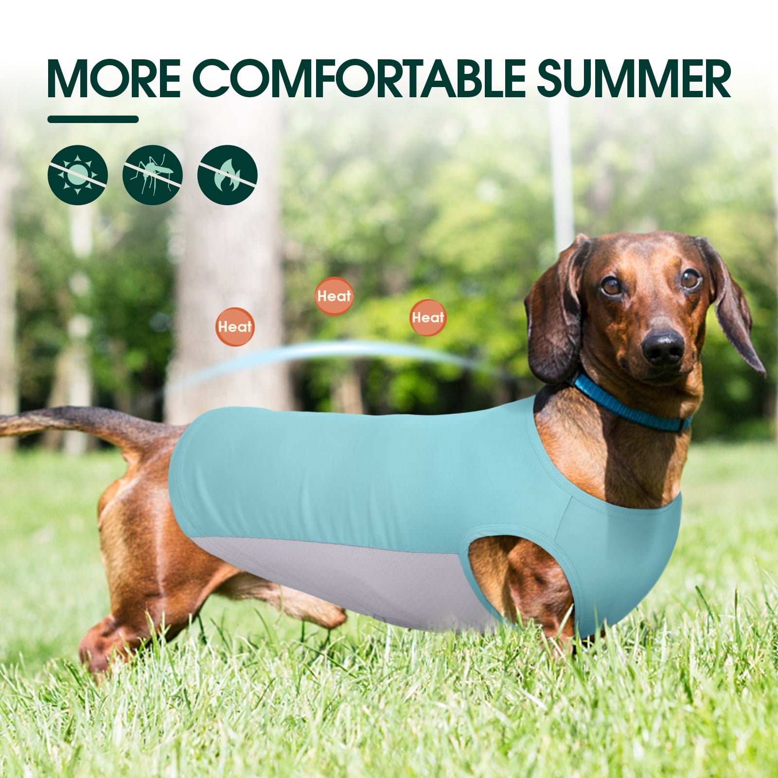 Kuoser Dog Cooling Shirt Breathable Soft Dog Cooling Vest for Summer, Blue, XS