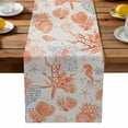 thumbnail image 2 of Burlap Table Runner 36 Inches Long, Coastal Orange Starfish Shell Non-Slip Kitchen Table Runners for Dining Room Everyday Use Party Table Decorations Vintage Seahorse Coral, 2 of 9