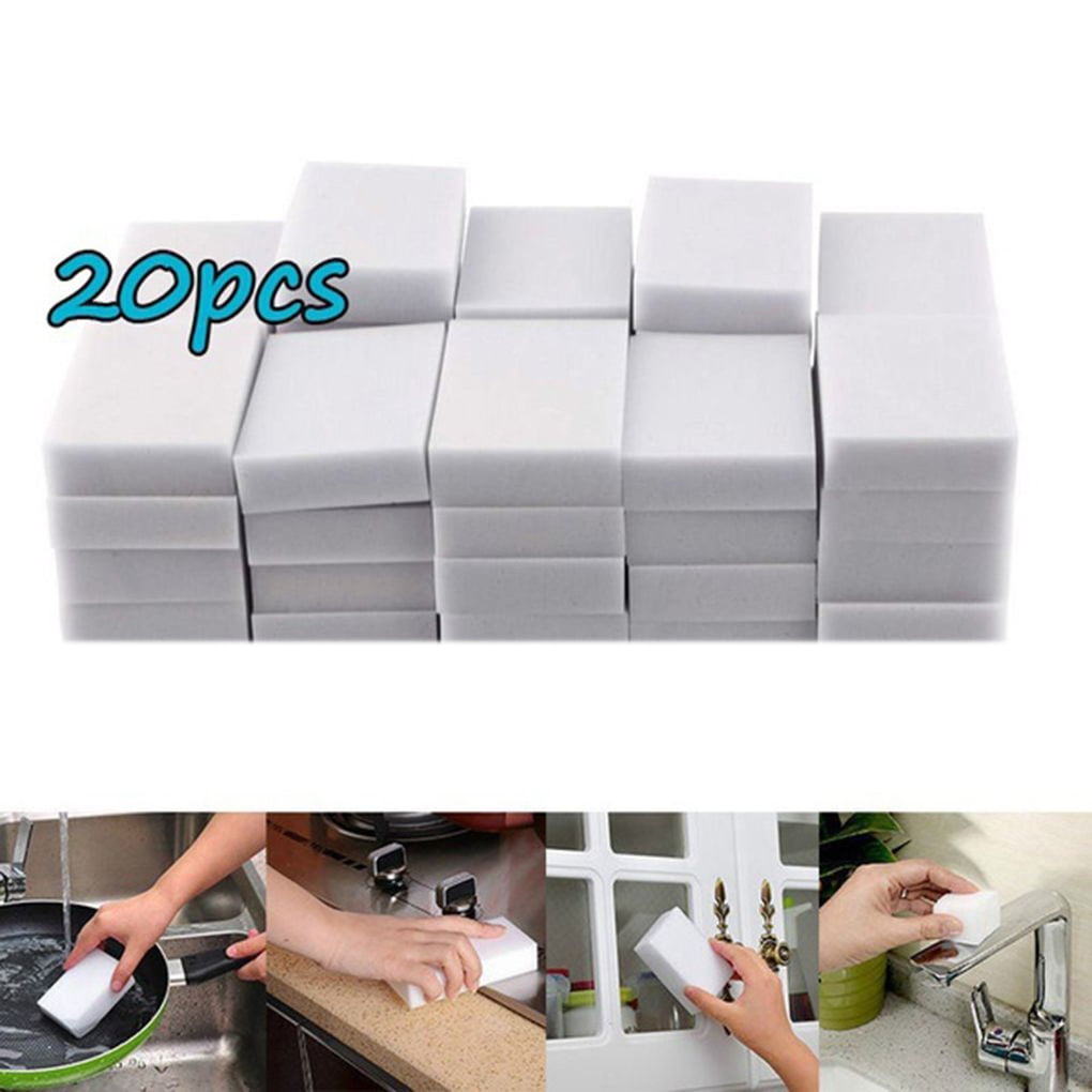 Leather 20pcs Magic Sponge Eraser Cleaning Multi-Functional Foam Cleaner Shoe Kitchen Dishes Car Wall Household Cleaning Sponge for All Surfaces Extra Large and Durable Sink Bathroom 