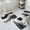 Black, variant on Black Grey Ombre Bath Mat 3 Piece Bathroom Rug Set, Moire Modern Aesthetics Geometric Abstract Non Slip Bath Rug Contour Mat and Toilet Lid Cover, Absorbent Shower Mats Soft Bath Rugs and Mats Sets