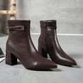 thumbnail image 6 of Taqqpue Women's Ankle Boots Pointed Toe Side Zip Slip On Mid Heel Comfortable Dress Booties for Women Size 5.5-10.5 Fashion Dress Shoes Fall Winter Footwear Casual Walking Daily Wear, 6 of 10