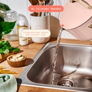 Beautiful by Drew Barrymore 12-Piece Cookware Set with EverGood Ceramic Nonstick Coating and Strainer Lids, Rose