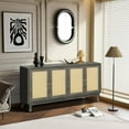 thumbnail image 5 of Roomfitters Handcrafted Premium Grain Panels Rattan Sideboard Buffet Cabinet with 4 Rattan Doors - Modern Storage Cupboard Console Table with Adjustable Shelves for Living Room, 5 of 6