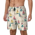 thumbnail image 1 of Balery Reto Marine Nautical Bañador para hombre, shorts de playa de secado rápido con entrepierna y forro de compresión-Small, 1 of 6