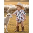 thumbnail image 5 of BemeyourBBs Newborn Baby Boys Cowboy Outfit Infant Summer Romper Shirt Clothes Cactus Horse Print Short Sleeve Lapel Button Down Bodysuit One Piece, 5 of 9