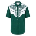 thumbnail image 4 of HOWPAY Button down Shirts for Men Short Sleeve Summer Western Cowboy Print Beach Vacation Tee Regular Fit Casual Lightweight Clothes Dark Green M, 4 of 4