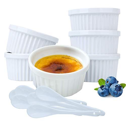 Colorful DOWAN 6 Oz Porcelain Ramekins Creme Brulee Set of 6 Serving Bowls for Souffle Flower Shape Ramekins for Baking