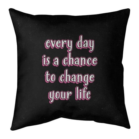 UPC: 0655172541365 | ArtVerse Quotes Change Your Life Quote Chalkboard Style Pillow (w/Rmv Insert)-Spun Poly 26 x 26 Large