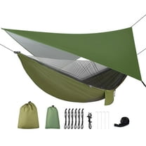 Portable Camping Hammock with Rain Fly Tarp & Mosquito Net - Single/Double Hammock Tent for Backpacking, Hiking, Travel & Yard - Lightweight, Durable & Easy Setup (Green)